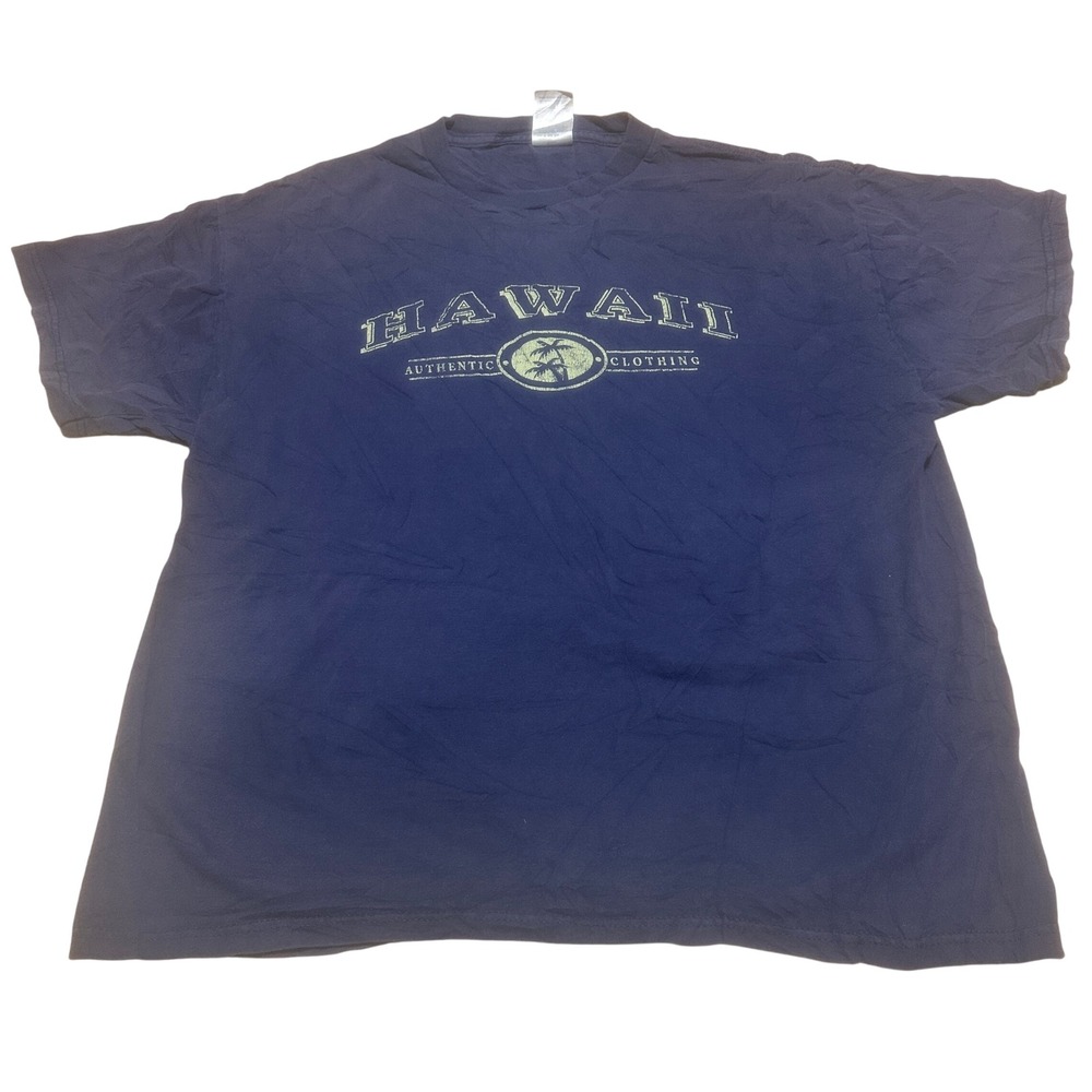 Delta Mens L Hawaii Authentic Graphic T Shirt Navy Blue Palm Tree Tropical Beach